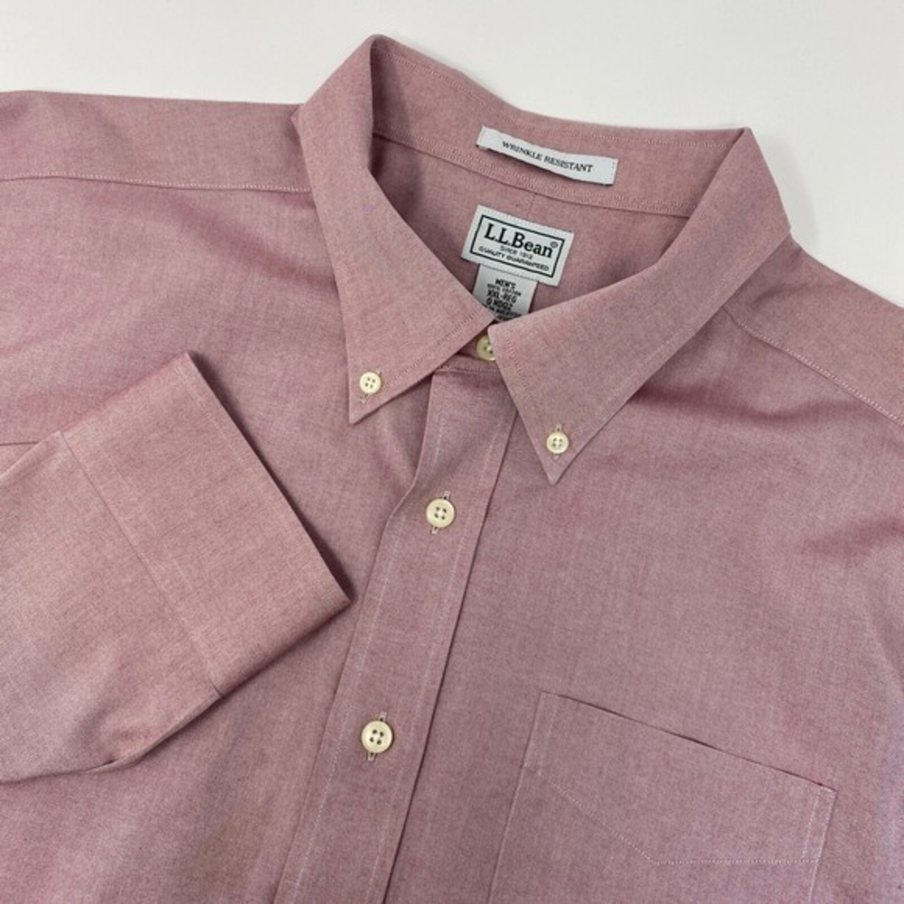 L.L. BEAN‎ Wrinkle Resistant Long Sleeve Men's Pink Collared Shirt XXL